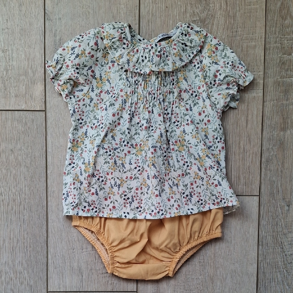 Babidu Floral Baby Top & Bloomers Set Size 9m